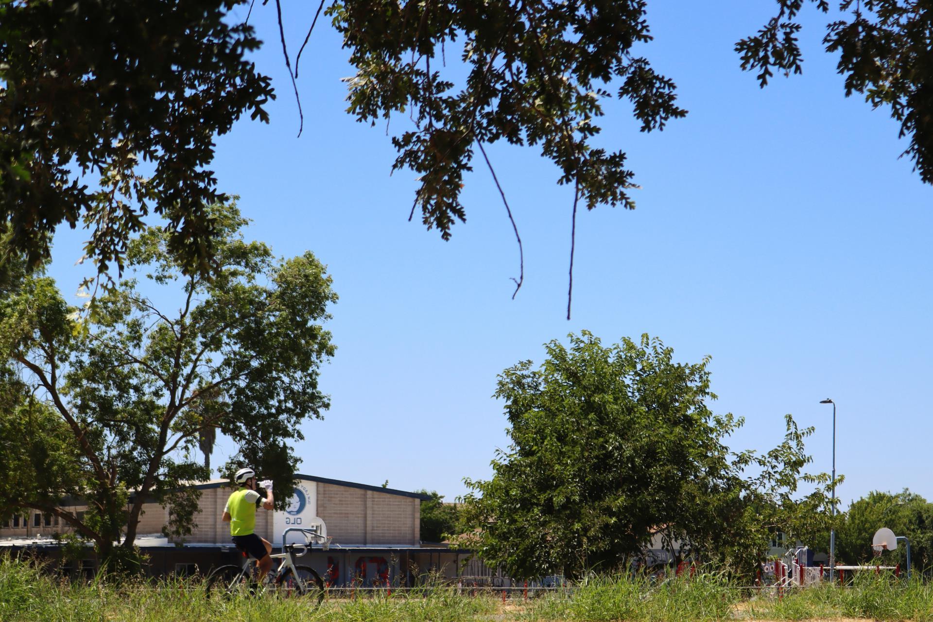 Biker riding on trail